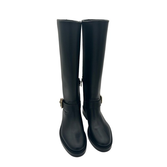 Coach Shoes - New Coach CW978 Knee High Boots Women's Size 5 B Black Leather Buckle Zip